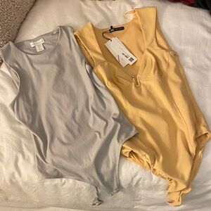 House of Harlow 1960 Gray and Zara Yellow Bodysuit BUNDLE nwt ✨